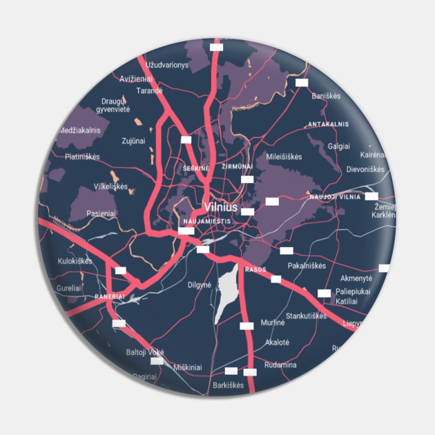 Vilnius colour map Pin by Mapmania