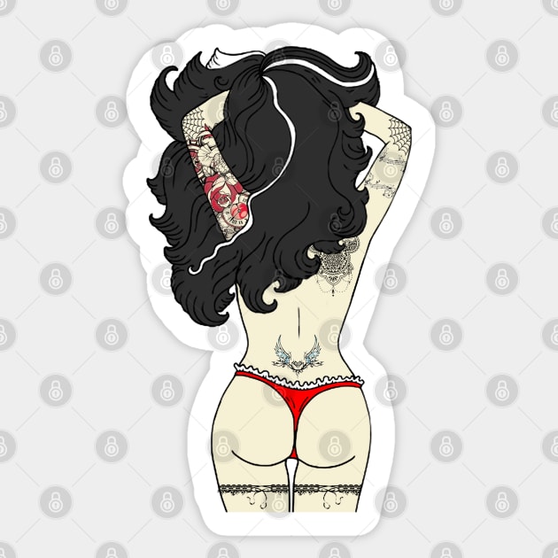 Sexy Alternative Tattooed Girl Sexy Lingerie Design Red - Sexy