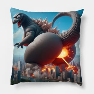 godzilla destroying the city Pillow