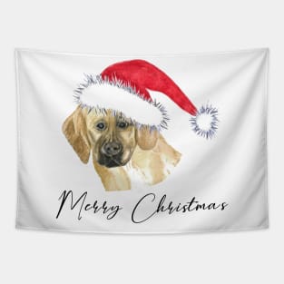 Merry christmas little puppy in watercolor Tapestry