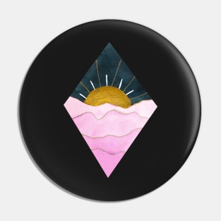 Diamond Fuscia and Gold Sunset (dark background) Pin