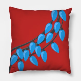 Triple String of Blue Holiday Lights for Life Day Pillow