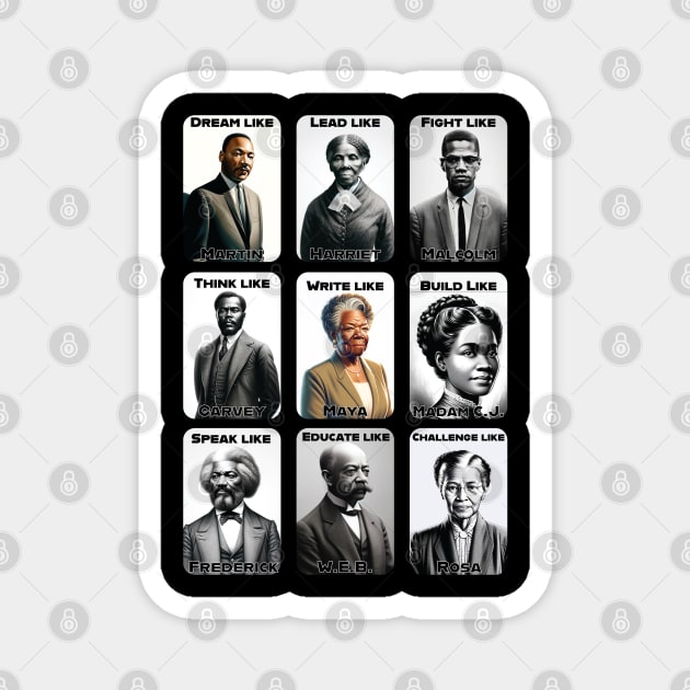 Heroes of Black History, Civil Rights Leaders Magnet by UrbanLifeApparel