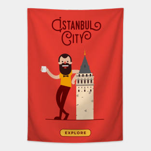 Istanbul city poster Tapestry