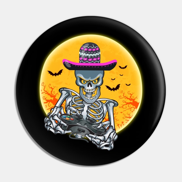 Halloween Gamer Gift Skeleton Pin by Xpert Apparel