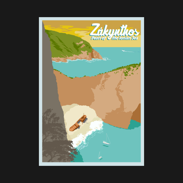 Travel Poster Zakynthos, Greece, Europe by qpiii