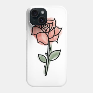 Belle's Rose in Watercolor Phone Case