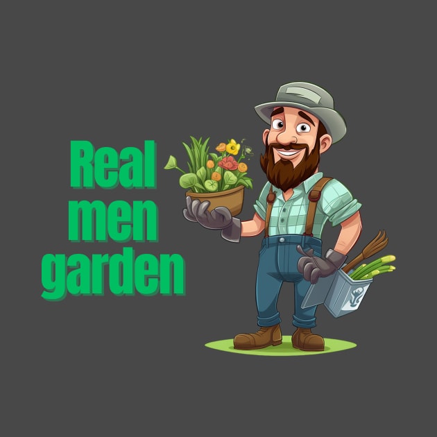 Cartoon design of a male gardener with humorous saying by CPT T's