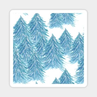 Blue Watercolor Trees Magnet