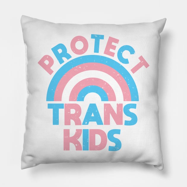 Trans Rights - Protect Trans Kids - Rainbow - Vintage Look Pillow by LaLunaWinters