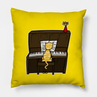 Cat Playing Piano Doodle Pillow