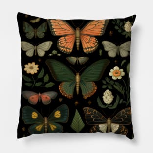 Mystical butterflies among flowers Pillow