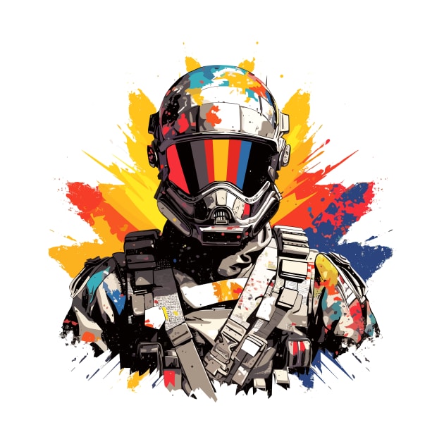 Man With Helmet Video Game Character Futuristic Warrior Portrait  Abstract by Cubebox