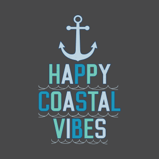 Happy Coastal Vibes Anchor and Waves T-Shirt