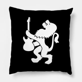 Lion guitarist (white print) Pillow