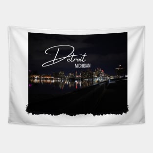 Detroit Michigan at night Tapestry