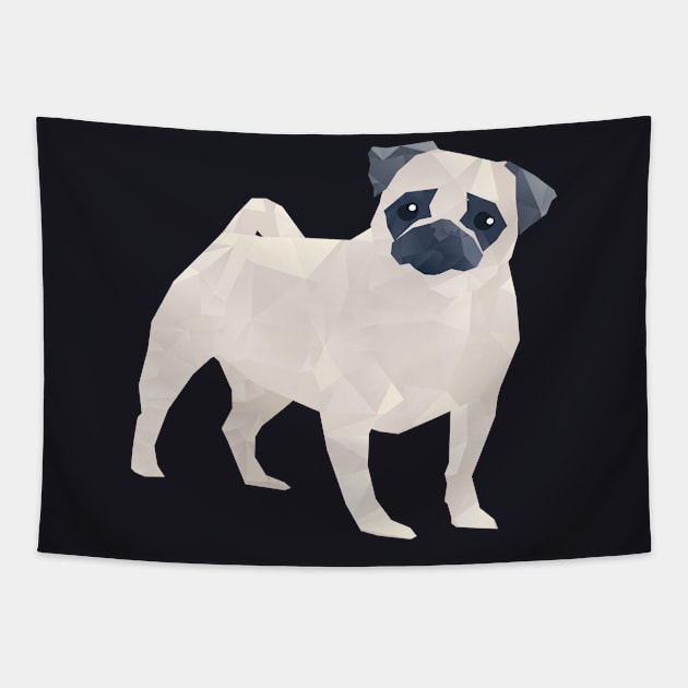 Polygon Pug Dogs Tapestry by Foxxy Merch