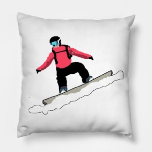 Pixelated Snow Boarder Pillow