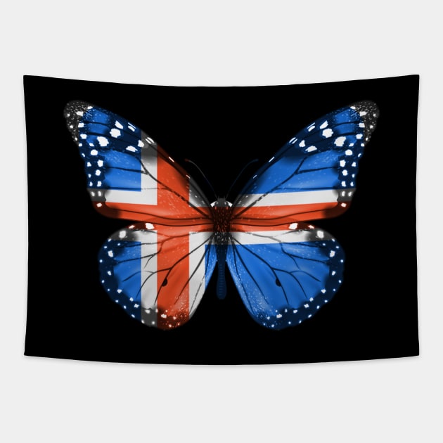 Icelandic Flag  Butterfly - Gift for Icelandic From Iceland Tapestry by Country Flags