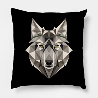 Geometric Wolf Wild Dog Animal Lover Geometry Art Gift Pillow