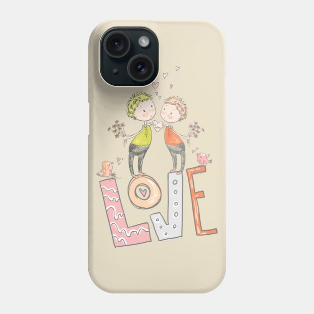 Big Love With 2 Boys - Boy loves Boy Phone Case by Lucia