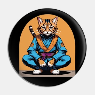 Peaceful Warrior: Bengal Cat Ninja Meditates Pin