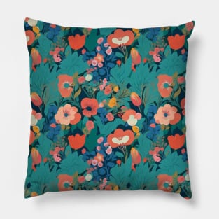 Blue and red floral pattern Pillow