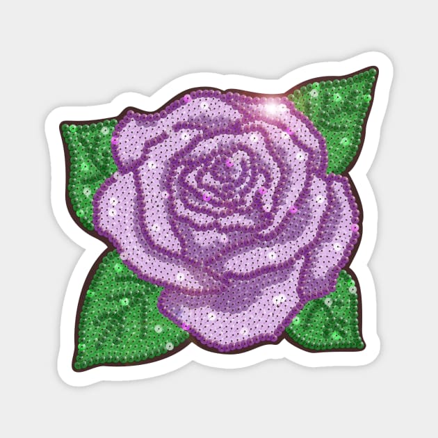 Purple Sequin Rose Magnet by Annelie