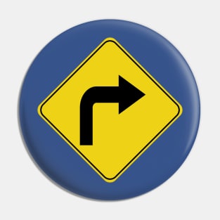 Caution Road Sign Right Turn Arrow Pin