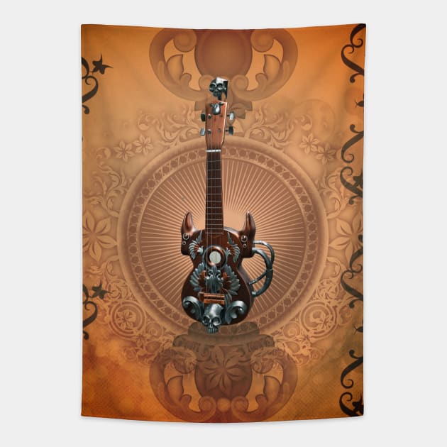 Awesome steampunk guitar with skulls Tapestry by Nicky2342