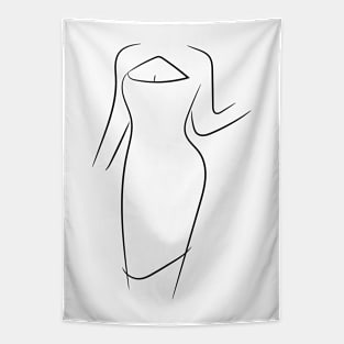 WOMAN IN A DRESS Minimalist Hand Drawn Design Tapestry