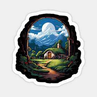 Pixel hobbit house Magnet