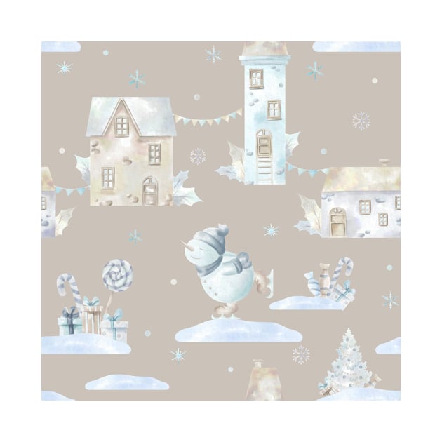 Trendy Pastel Xmas Pattern Winter Snow Christmas by jodotodesign