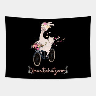 Alpaka Fahrrad Umwelt Schutz Prinzessin Blumen Süß.png Tapestry