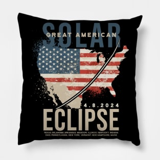 Great North American Solar Eclipse 2024 Mens Womens Kids Pillow