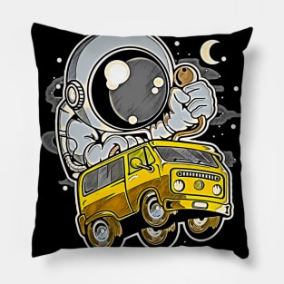 Astronaut Car Racer • Funny And Cool Sci-Fi Cartoon Drawing Design Great For Any Occasion And For Everyone Pillow