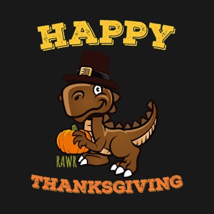 Dinosaur Pilgrim Happy Thanksgiving T-Shirt