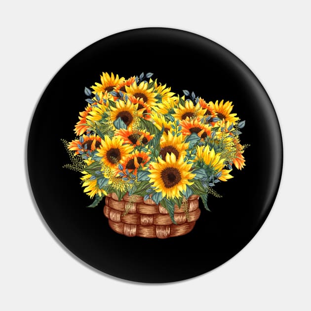 Sunflower Brunch Flora Positive Vintage Retro Minimalist Pin by Flowering Away