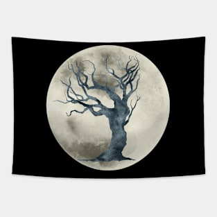 Leaning Haunted Tree Moon Tapestry