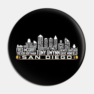 San Diego Baseball Team All Time Legends San Diego City Skyline Pin