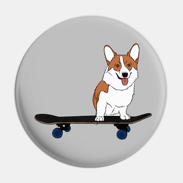 Corgi on Skateboard Pin by rmcbuckeye