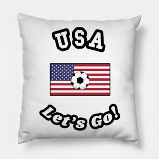 ⚽ USA Soccer, Stars and Stripes Flag, Let's Go! Team Spirit Pillow