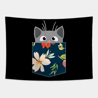 Cute Cat Faux Fake Pocket  For Girls,  And Tapestry