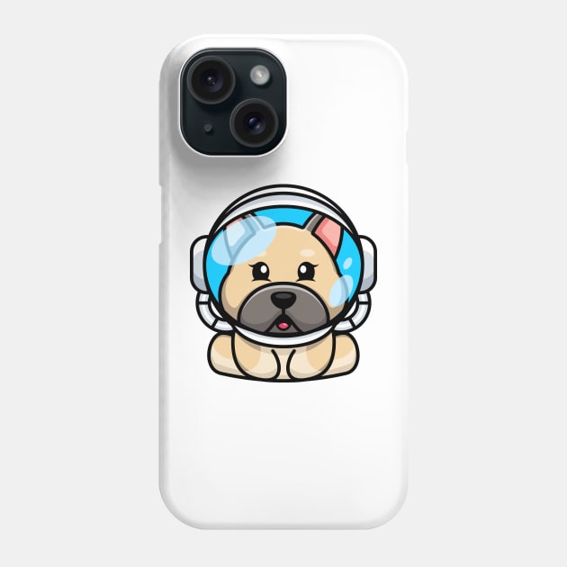 Cute baby bulldog wearing an astronaut helmet, cartoon character Phone Case by Wawadzgnstuff