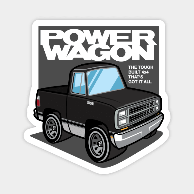 Black - Power Wagon (1980 - White-Based) Magnet by jepegdesign