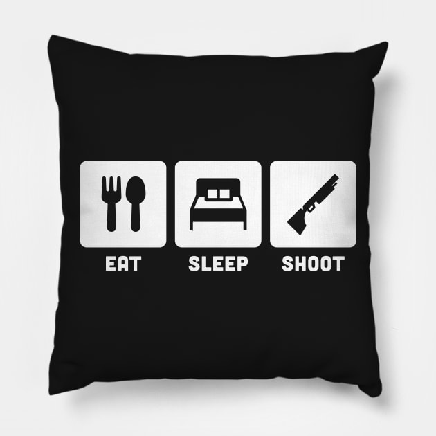 Eat, Sleep, Shoot | Shotgun & Skeet Shooting Pillow by MeatMan