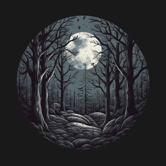 dark moonlit forest by freepizza