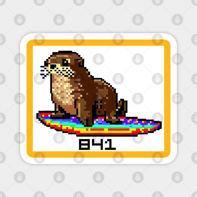 841 8-BIT Surfing Otter Sant Cruz Magnet by REDWOOD9