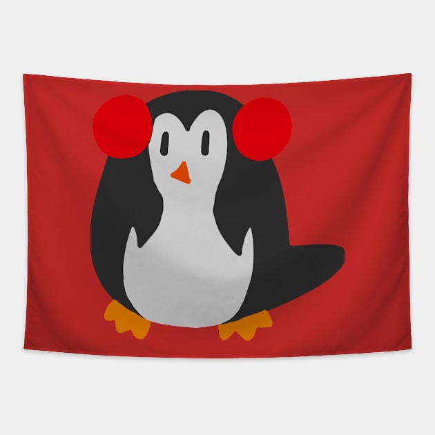 Earmuffs Penguin Tapestry by saradaboru