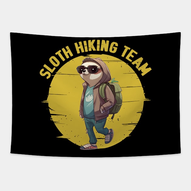 Sloth Harmony: Peaceful Sloth Hiking Team on Casual Tee Tapestry by HOuseColorFULL